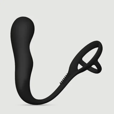 Anal Collection Silicone Butt Plug with Cock & Ball Ring - Black