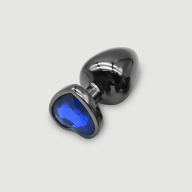 Μεταλλική Πρωκτική Σφήνα με Κόσμημα Καρδιά Anal Collection Large Metal Butt Plug with Heart Jewel - Μαύρο/Γαλάζιο