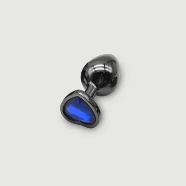 Μεταλλική Πρωκτική Σφήνα με Κόσμημα Καρδιά Anal Collection Medium Metal Butt Plug with Heart Jewel - Μαύρο/Γαλάζιο