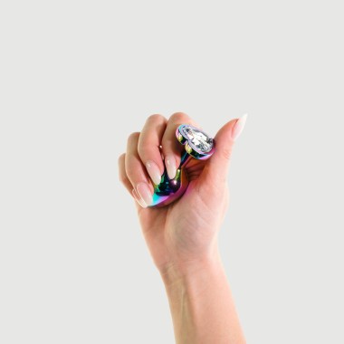 Μεταλλική Πρωκτική Σφήνα με Κόσμημα Καρδιά Anal Collection Medium Metal Butt Plug with Heart Jewel - Πολύχρωμο/Διάφανο