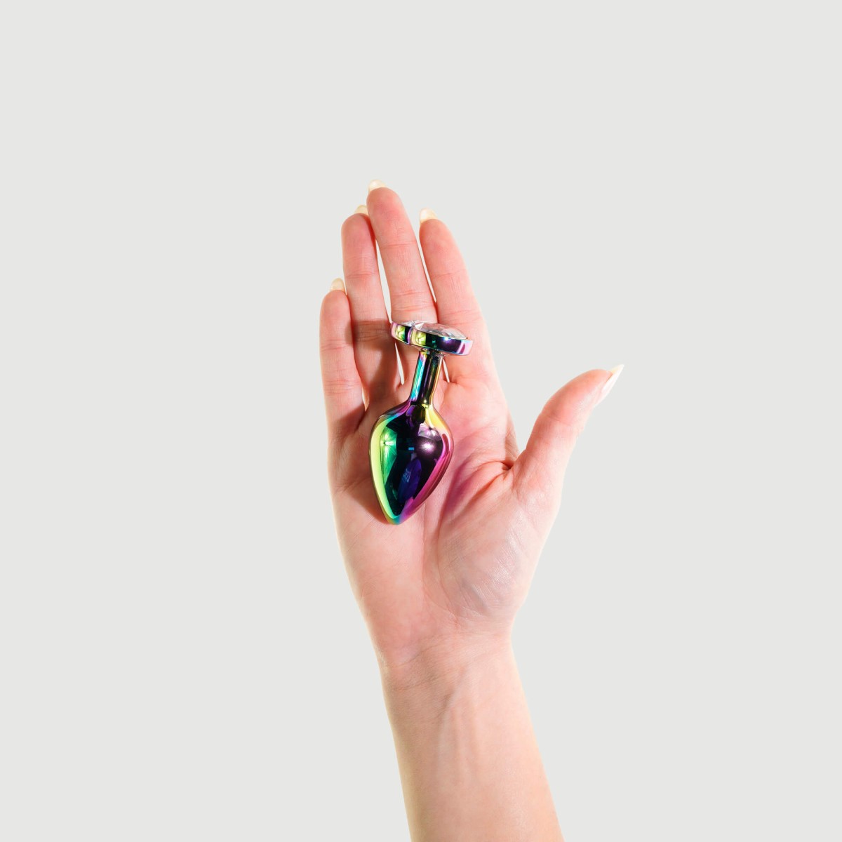 Anal Collection Medium Metal Butt Plug with Heart Jewel - Multicolour/Transparent by Sexopolis