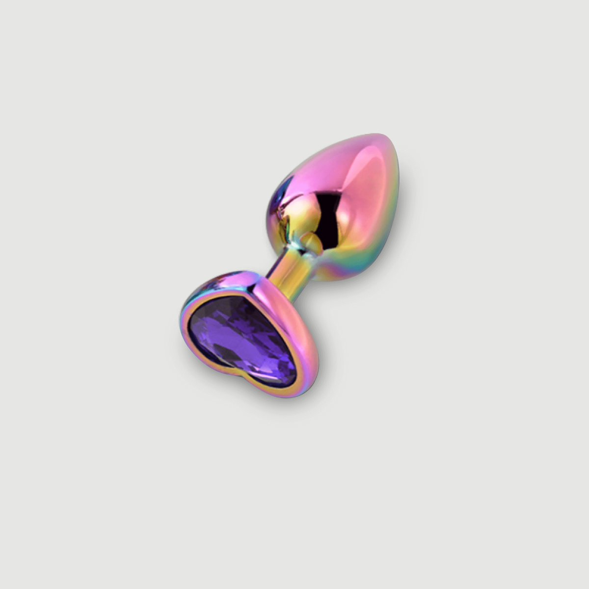 Anal Collection Medium Metal Butt Plug with Heart Jewel - Multicolour/Purple by Sexopolis
