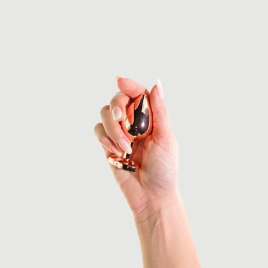 Anal Collection Medium Metal Butt Plug with Heart Jewel - Pink/Transparent