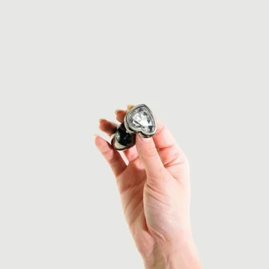 Μεταλλική Πρωκτική Σφήνα με Κόσμημα Καρδιά Anal Collection Small Metal Butt Plug with Heart Jewel - Μαύρο/Διάφανο