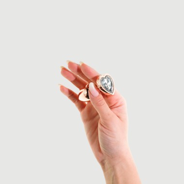 Μεταλλική Πρωκτική Σφήνα με Κόσμημα Καρδιά Anal Collection Small Metal Butt Plug with Heart Jewel - Ροζ/Διάφανο