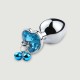 Anal Collection Medium Metal Butt Plug with Heart Jewel & Bells - Silver/Blue by Sexopolis
