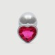 Large Heart Gem Metal Butt Plug - Silver/Pink by Sexopolis