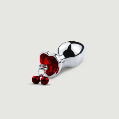 Μεταλλική Πρωκτική Σφήνα με Κόσμημα Anal Collection Metal Butt Plug With Heart Jewel Small - Ασημί/Κόκκινο
