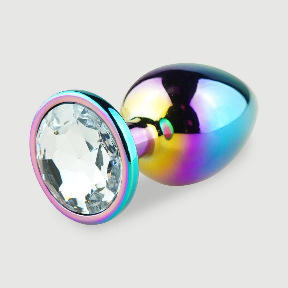 Μεταλλική Πρωκτική Σφήνα με Κυκλικό Κόσμημα Anal Collection Large Metal Butt Plug with Round Jewel - Πολύχρωμο/Διάφανο by Sexopolis