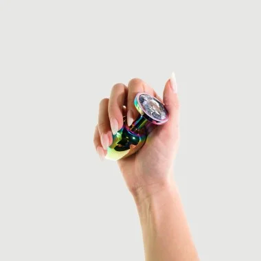 Μεταλλική Πρωκτική Σφήνα με Κυκλικό Κόσμημα Anal Collection Large Metal Butt Plug with Round Jewel - Πολύχρωμο/Διάφανο