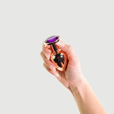 Μεταλλική Πρωκτική Σφήνα με Κυκλικό Κόσμημα Anal Collection Large Metal Butt Plug with Round Jewel - Ροζ/Μωβ