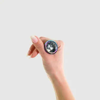 Μεταλλική Πρωκτική Σφήνα με Κυκλικό Κόσμημα Anal Collection Medium Metal Butt Plug with Round Jewel - Πολύχρωμο/Διάφανο