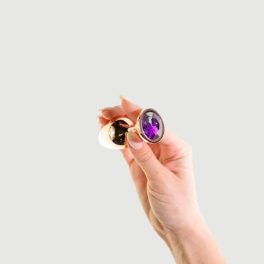 Μεταλλική Πρωκτική Σφήνα με Κυκλικό Κόσμημα Anal Collection Medium Metal Butt Plug with Round Jewel - Ροζ/Μωβ