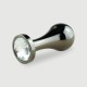 Anal Collection Medium Tear Drop Metal Butt Plug with Round Jewel - Black/Transparent by Sexopolis