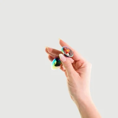 Μεταλλική Πρωκτική Σφήνα με Κυκλικό Κόσμημα Anal Collection Small Metal Butt Plug with Round Jewel - Πολύχρωμο/Κόκκινο