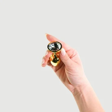 Μεταλλική Πρωκτική Σφήνα με Κυκλικό Κόσμημα Anal Collection Small Metal Butt Plug with Round Jewel - Χρυσό/Διάφανο