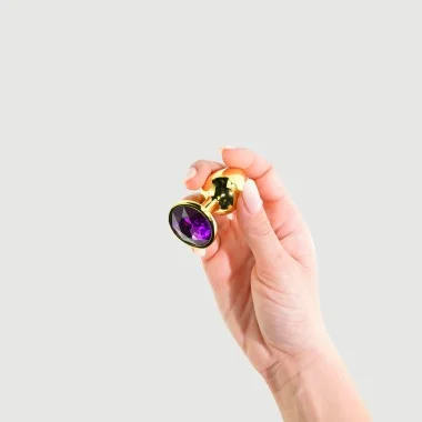 Μεταλλική Πρωκτική Σφήνα με Κυκλικό Κόσμημα Anal Collection Small Metal Butt Plug with Round Jewel - Χρυσό/Κόκκινο