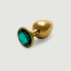 Large Round Gem Metal Butt Plug - Gold/Green by Sexopolis
