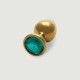 Large Round Gem Metal Butt Plug - Gold/Green by Sexopolis