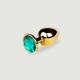Large Round Gem Metal Butt Plug - Gold/Green by Sexopolis