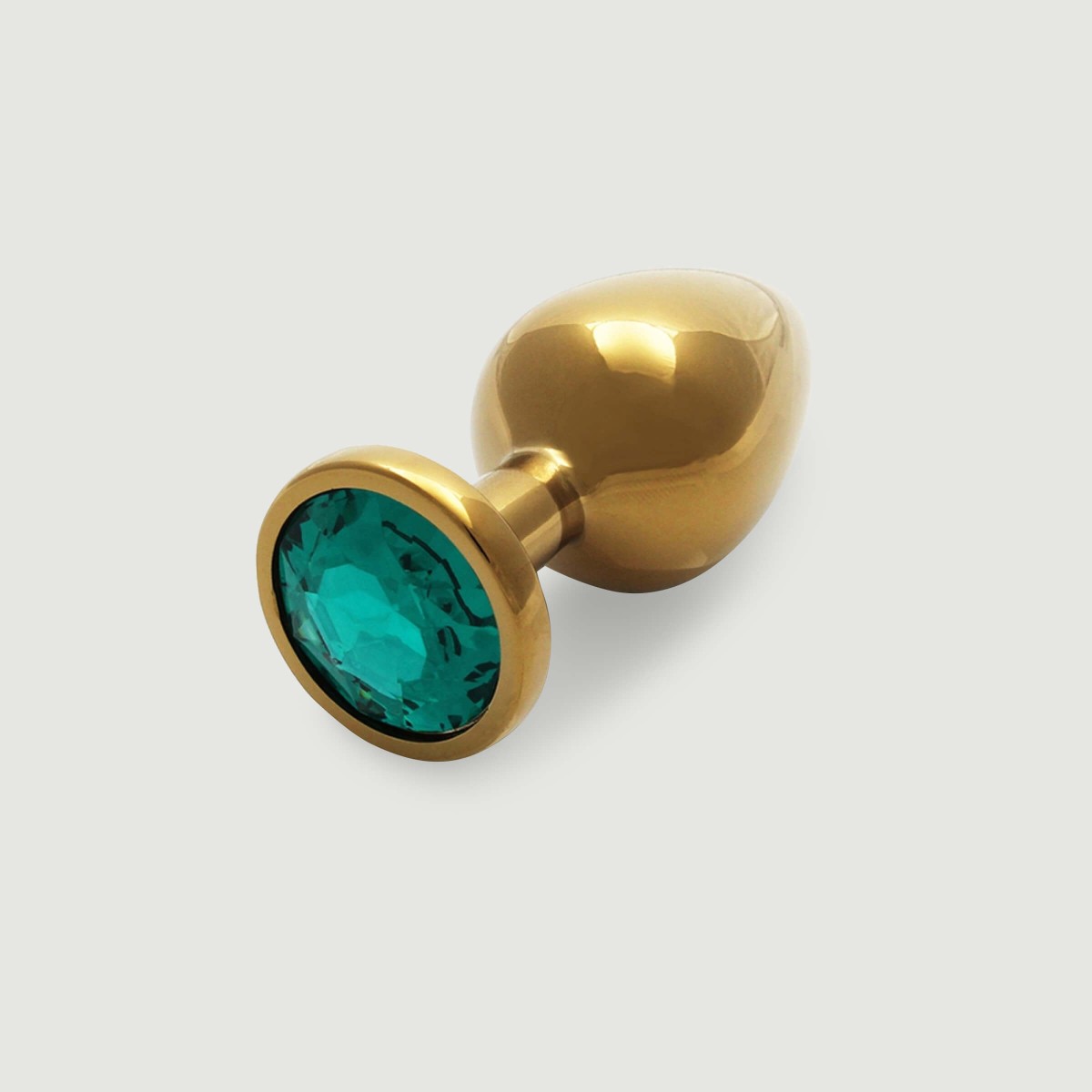 Medium Round Gem Metal Butt Plug - Gold/Green by Sexopolis