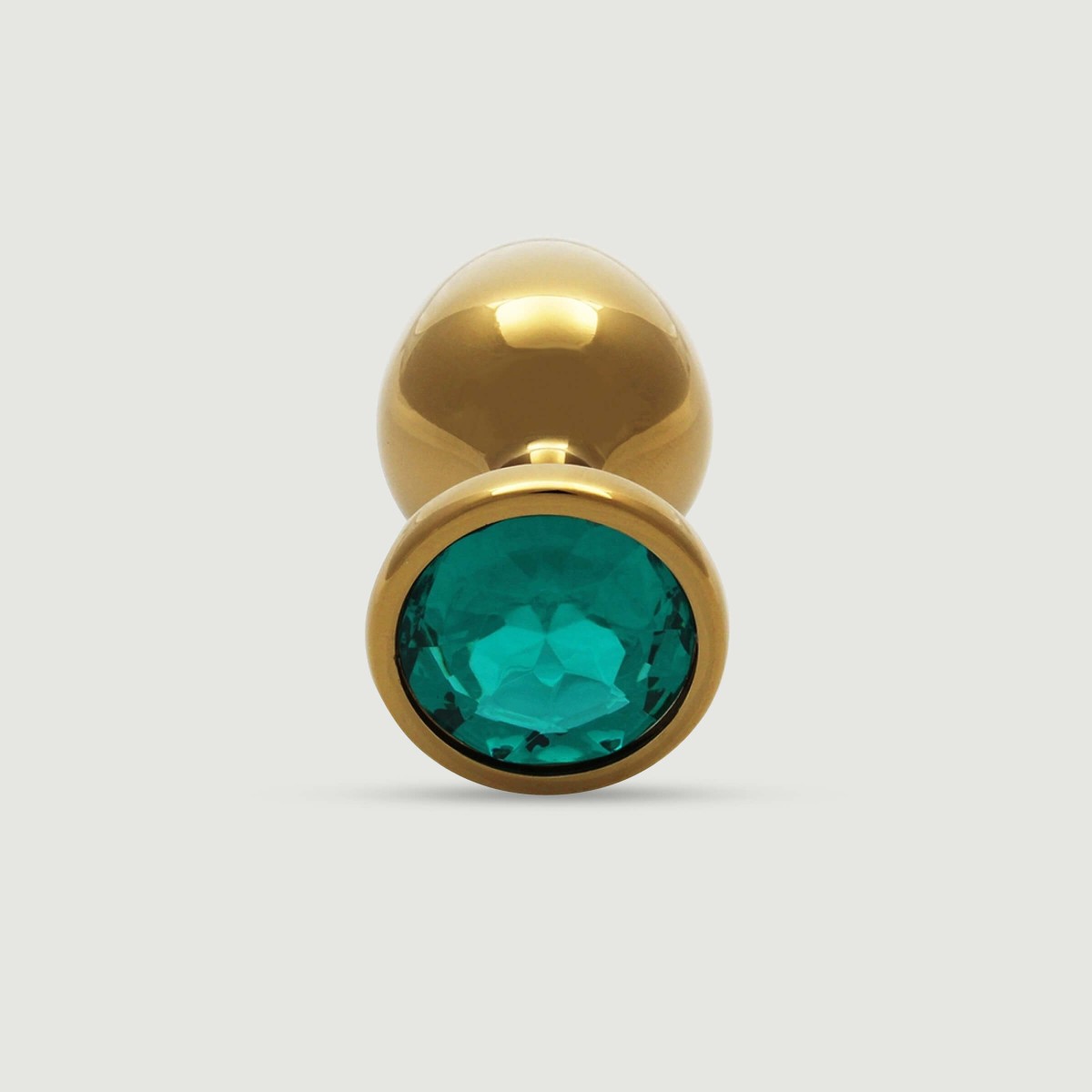 Medium Round Gem Metal Butt Plug - Gold/Green by Sexopolis