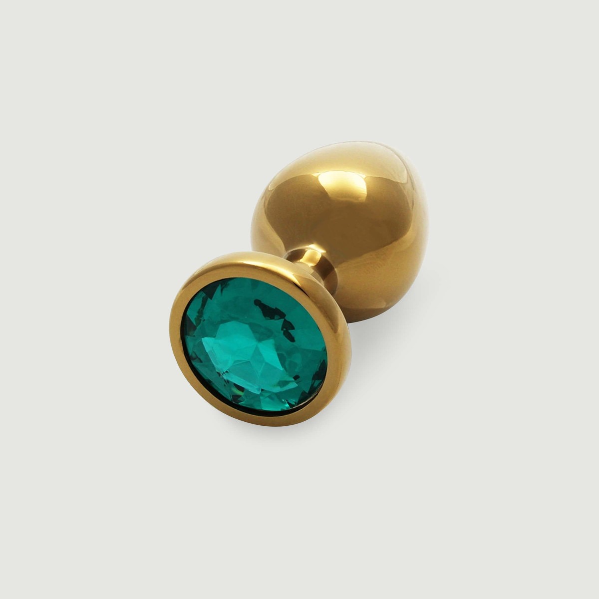 Medium Round Gem Metal Butt Plug - Gold/Green by Sexopolis