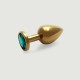 Medium Round Gem Metal Butt Plug - Gold/Green by Sexopolis