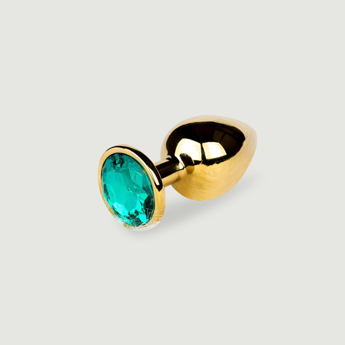 Medium Round Gem Metal Butt Plug - Gold/Green by Sexopolis