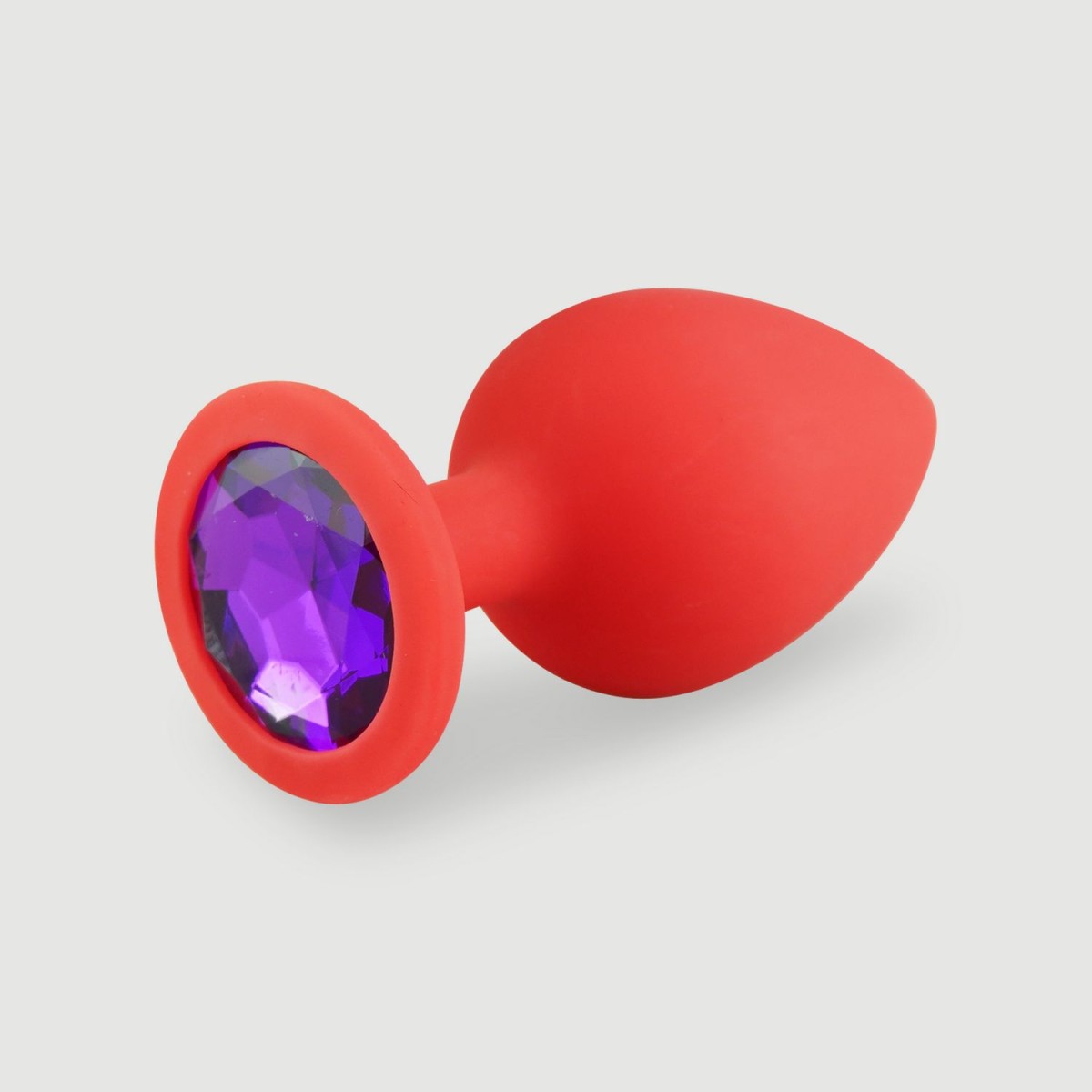Anal Collection Silicone Large Butt Plug with Round Jewel - Red/Purple by Sexopolis