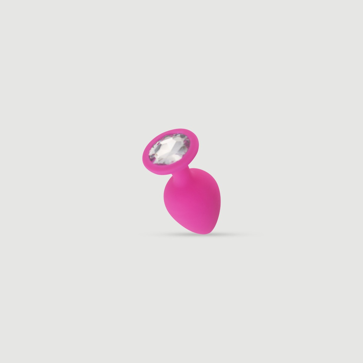 Anal Collection Silicone Large Butt Plug with Round Jewel - Pink/Transparent by Sexopolis