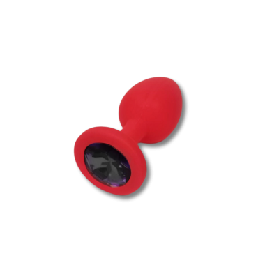 Πρωκτική Σφήνα Σιλικόνης με Κυκλικό Κόσμημα Anal Collection Silicone Small Butt Plug with Round Jewel - Ροζ/Μαύρο