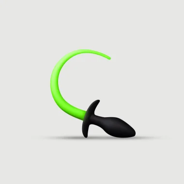 Φωσφοριζέ Πρωκτική Σφήνα Σιλικόνης με Ουρά Glow In The Dark Puppy Tail Silicone Butt Plug - Πράσινο