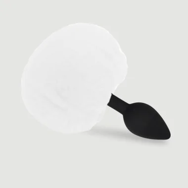 Πρωκτική Σφήνα Σιλικόνης με Φουντωτή Ουρά Beginner's Large Silicone Bunny Tail Butt Plug - Λευκή