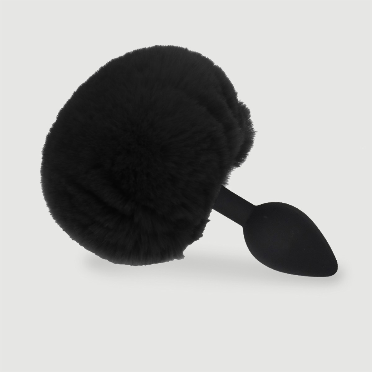 Beginners Large Silicone Bunny Tail Butt Plug - Black by Sexopolis