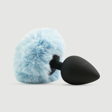 Πρωκτική Σφήνα Σιλικόνης με Φουντωτή Ουρά Beginner's Large Silicone Bunny Tail Butt Plug - Μπλε