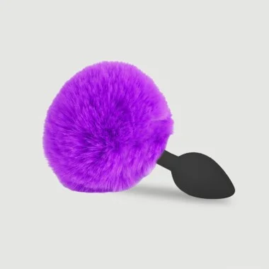 Πρωκτική Σφήνα Σιλικόνης με Φουντωτή Ουρά Beginner's Large Silicone Bunny Tail Butt Plug - Μωβ