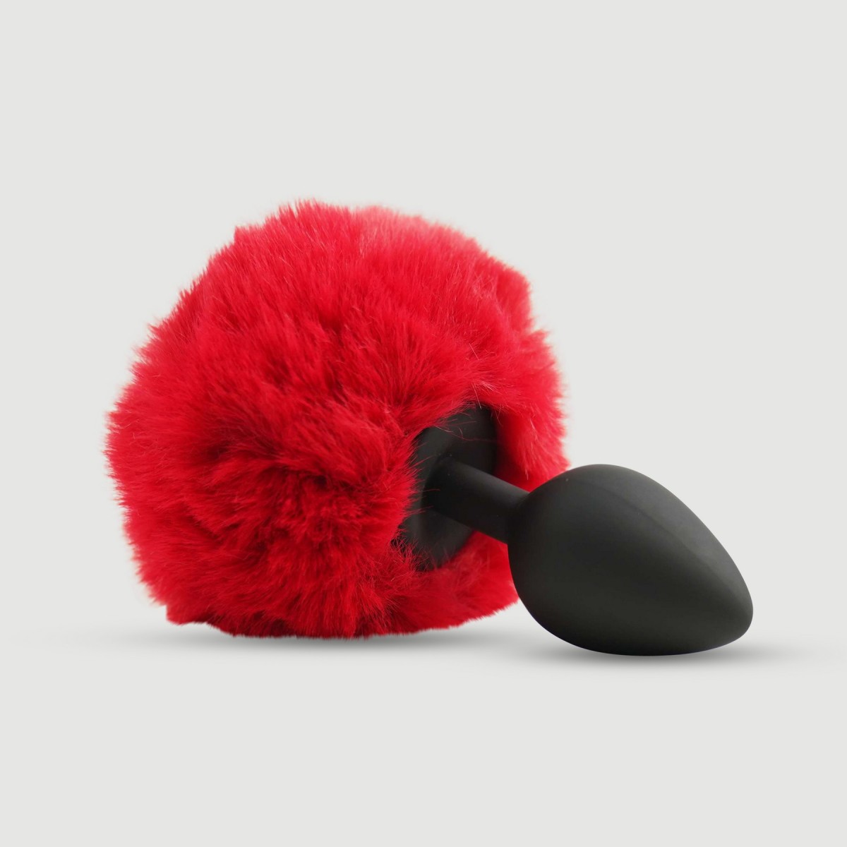 Beginners Medium Silicone Bunny Tail Butt Plug - Red by Sexopolis