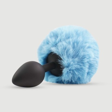 Πρωκτική Σφήνα Σιλικόνης με Φουντωτή Ουρά Beginner's Medium Silicone Bunny Tail Butt Plug - Μπλε