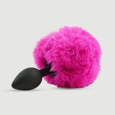 Πρωκτική Σφήνα Σιλικόνης με Φουντωτή Ουρά Beginner's Small Silicone Bunny Tail Butt Plug - Κόκκινη