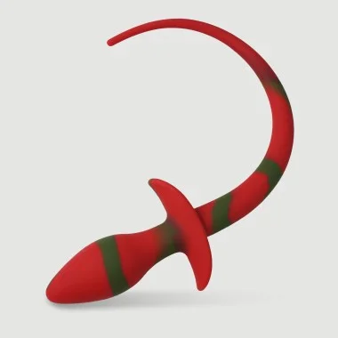 Πρωκτική Σφήνα Σιλικόνης με Ουρά Puppy Play Silicone Tail Butt Plug - Κόκκινη