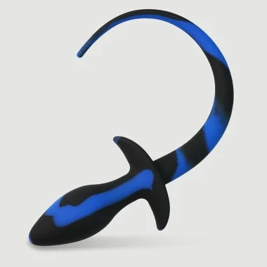Πρωκτική Σφήνα Σιλικόνης με Ουρά Puppy Play Silicone Tail Butt Plug - Μπλε