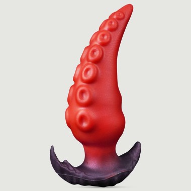 Octopus Texture Silicone Butt Plug 19 x 5,4 cm - Red