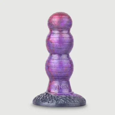 Dildo Με Διαβάθμιση & Βεντούζα Rhalerio Silicone Ribbed Dildo With Suction Cup 10 x 3,5 cm - Μωβ