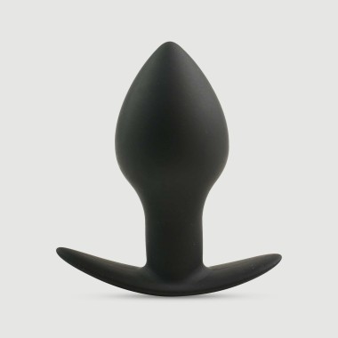 Anal Intruder Large Silicone Round Butt Plug - Black