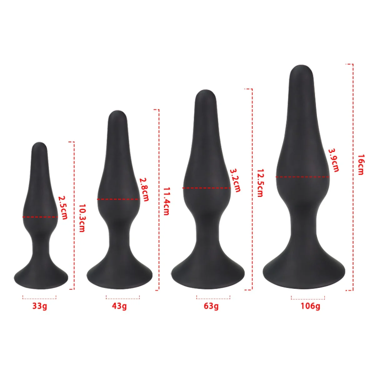 Πρωκτική Σφήνα Σιλικόνης με Βεντούζα Anal Beginners Basic Silicone Medium Butt Plug with Suction Cup - Μαύρη by Sexopolis