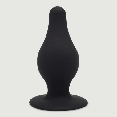 Large Silicone Butt Plug with Suction Cup - Black