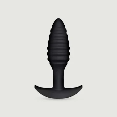 Spiral Ribbed Silicone Butt Plug - Black