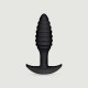 Spiral Ribbed Silicone Butt Plug - Black by Sexopolis