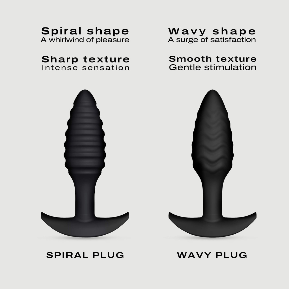 Spiral Ribbed Silicone Butt Plug - Black by Sexopolis